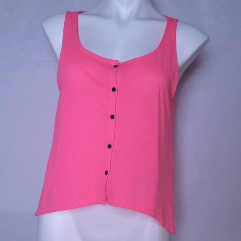 Neon pink high-low tank top
